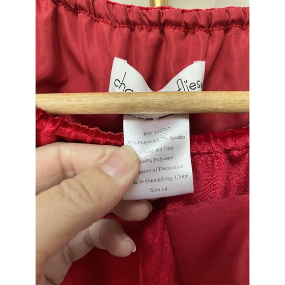 Chasing Fireflies Red Velvet Bow Dress Special Occasion Holiday Girls Sz 14 - Picture 6 of 7